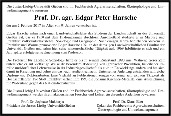 Traueranzeige von Edgar Peter Harsche von Giessener Allgemeine, Alsfelder Allgemeine