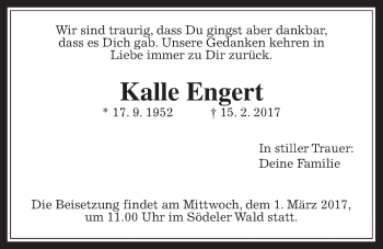 Traueranzeige von Kalle Engert von Wetterauer Zeitung, Wetterauer Zeitung