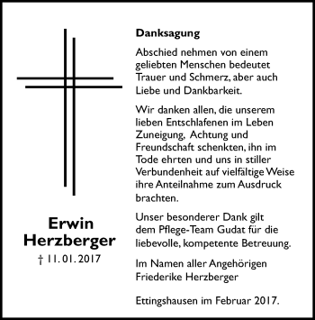 Traueranzeige von Erwin Herzberger von Giessener Allgemeine, Alsfelder Allgemeine