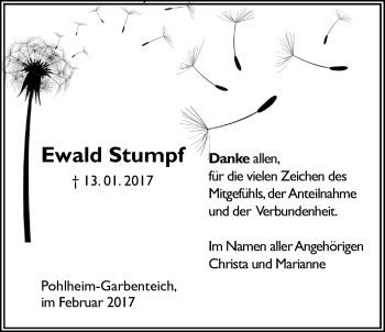 Traueranzeige von Ewald Stumpf von Pohlheimer Nachrichten