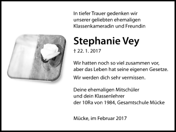 Traueranzeige von Stephanie Vey von Mücker Stimme