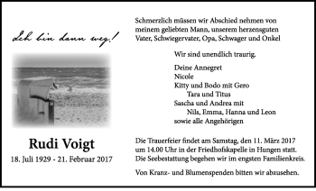 Traueranzeige von Rudi Voigt von Licher Wochenblatt, Licher Wochenblatt, Licher Wochenblatt