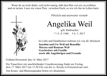 Traueranzeige von Angelika Weil von Alsfelder Allgemeine