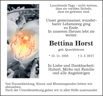 Traueranzeige von Bettina Horst von Alsfelder Allgemeine