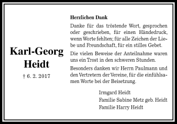 Traueranzeige von Karl-Georg Heidt von Rabenauer Zeitung