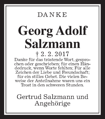 Traueranzeige von Georg Adolf Salzmann von Wetterauer Zeitung, Wetterauer Zeitung