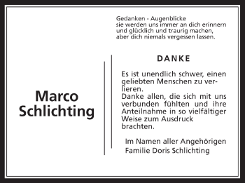 Traueranzeige von Marco Schlichting von Wetterauer Zeitung, Wetterauer Zeitung