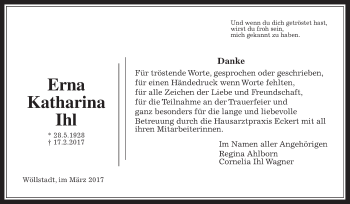 Traueranzeige von Erna Katharina Ihl von Wetterauer Zeitung, Wetterauer Zeitung