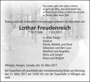 Traueranzeige von Lothar Freudenreich von Licher Wochenblatt, Licher Wochenblatt, Licher Wochenblatt
