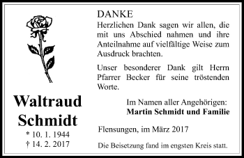 Traueranzeige von Waltraud Schmidt von Alsfelder Allgemeine