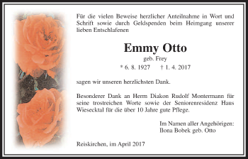 Traueranzeige von Emmy Otto von Giessener Allgemeine, Alsfelder Allgemeine