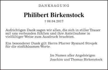 Traueranzeige von Philibert Birkenstock von Wetterauer Zeitung, Wetterauer Zeitung