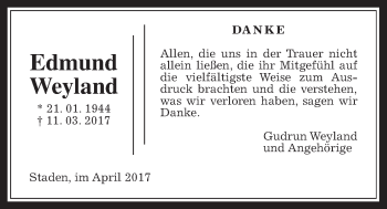 Traueranzeige von Edmund Weyland von Wetterauer Zeitung, Wetterauer Zeitung