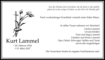 Traueranzeige von Kurt Lammel von Wetterauer Zeitung