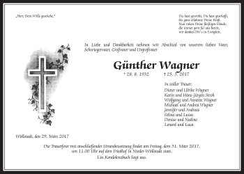 Traueranzeige von Günter Wagner von Wetterauer Zeitung, Wetterauer Zeitung