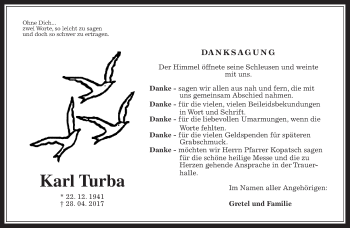 Traueranzeige von Karl Turba von Wetterauer Zeitung, Wetterauer Zeitung