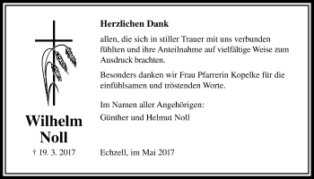 Traueranzeige von Wilhelm  Noll von Wetterauer Zeitung, Wetterauer Zeitung, Wetterauer Zeitung