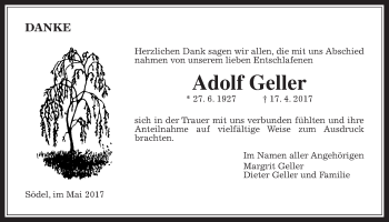 Traueranzeige von Adolf Geller von Wetterauer Zeitung, Wetterauer Zeitung