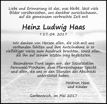 Traueranzeige von Heinz Ludwig Haas von Pohlheimer Nachrichten