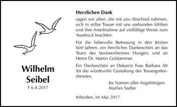 Traueranzeige von Wilhelm Seibel von Licher Wochenblatt, Licher Wochenblatt, Licher Wochenblatt