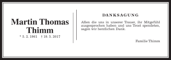 Traueranzeige von Martin Thomas Thimm von Giessener Allgemeine, Alsfelder Allgemeine