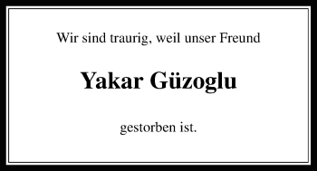 Traueranzeige von Yakkar Güzoglu von Wetterauer Zeitung, Wetterauer Zeitung