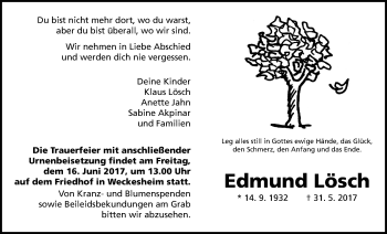 Traueranzeige von Edmund Lösch von Wetterauer Zeitung, Wetterauer Zeitung