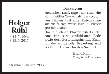 Traueranzeige von Holger Rühl von Mücker Stimme