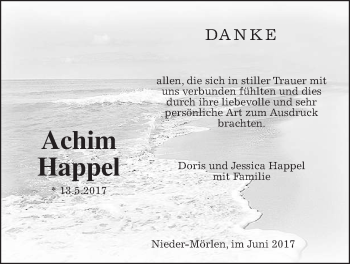 Traueranzeige von Achim Happel von Wetterauer Zeitung, Wetterauer Zeitung