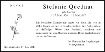 Traueranzeige von Stefanie Quednau von Wetterauer Zeitung, Wetterauer Zeitung