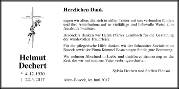 Traueranzeige von Helmut Dechert von Giessener Allgemeine, Alsfelder Allgemeine