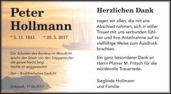 Traueranzeige von Peter Hollmann von Wetterauer Zeitung, Wetterauer Zeitung