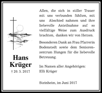 Traueranzeige von Ottmar Krüger von Licher Wochenblatt, Licher Wochenblatt, Licher Wochenblatt