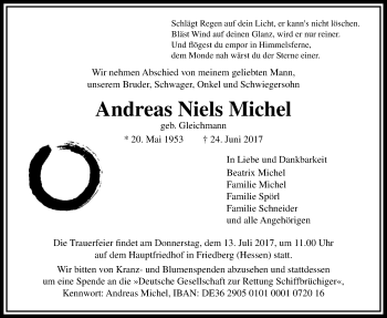 Traueranzeige von Andreas Niels Michel von Wetterauer Zeitung, Wetterauer Zeitung