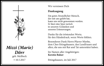 Traueranzeige von Marie Dörr von Licher Wochenblatt, Licher Wochenblatt, Licher Wochenblatt