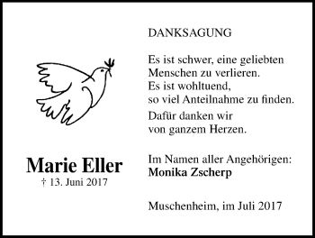 Traueranzeige von Marie Eller von Licher Wochenblatt, Licher Wochenblatt, Licher Wochenblatt