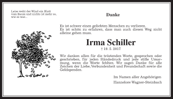 Traueranzeige von Irma Schiller von Wetterauer Zeitung, Wetterauer Zeitung