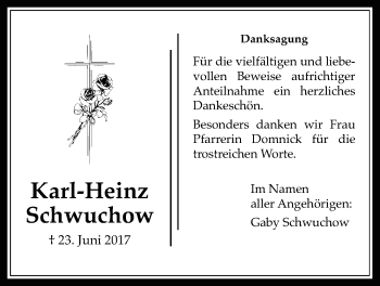 Traueranzeige von Karl-Heinz Schwuchow von Wetterauer Zeitung, Wetterauer Zeitung