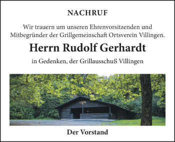 Traueranzeige von Rudolf Gerhardt von Licher Wochenblatt, Licher Wochenblatt, Licher Wochenblatt