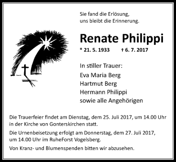 Traueranzeige von Renate Philippi von Giessener Allgemeine, Alsfelder Allgemeine