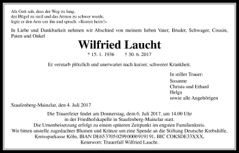 Traueranzeige von Wilfried Laucht von Giessener Allgemeine, Alsfelder Allgemeine