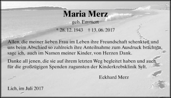 Traueranzeige von Maria Merz von Licher Wochenblatt, Licher Wochenblatt, Licher Wochenblatt