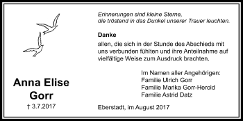 Traueranzeige von Anna Elise Gorr von Licher Wochenblatt, Licher Wochenblatt, Licher Wochenblatt