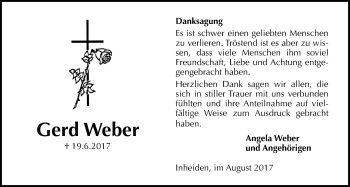 Traueranzeige von Gerd Weber von Licher Wochenblatt, Licher Wochenblatt, Licher Wochenblatt