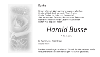 Traueranzeige von Harald Busse von Giessener Allgemeine, Alsfelder Allgemeine