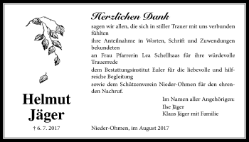 Traueranzeige von Helmut Jäger von Mücker Stimme
