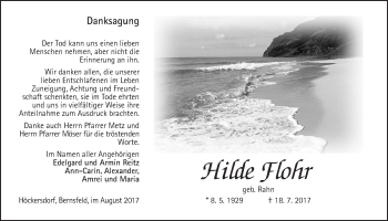 Traueranzeige von Hilde Flohr von Mücker Stimme