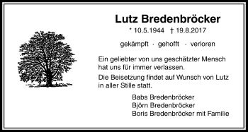 Traueranzeige von Lutz Bredenböcker von Licher Wochenblatt, Licher Wochenblatt, Licher Wochenblatt