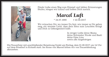 Traueranzeige von Marcel Luft von Wetterauer Zeitung, Wetterauer Zeitung