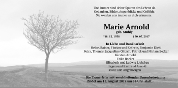 Traueranzeige von Marie Arnold von Giessener Allgemeine, Alsfelder Allgemeine